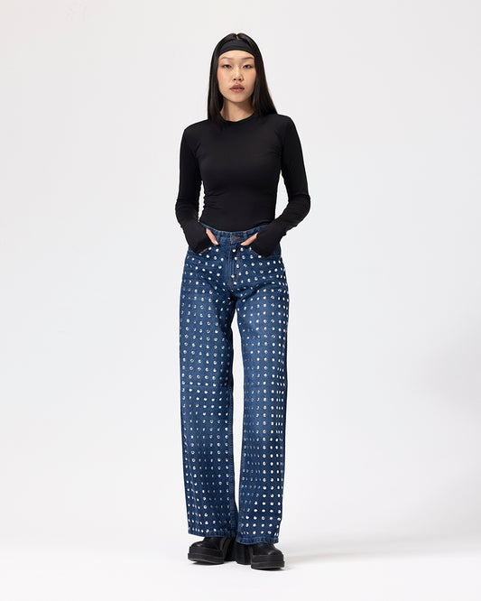 Steel-Studs Blue Pants