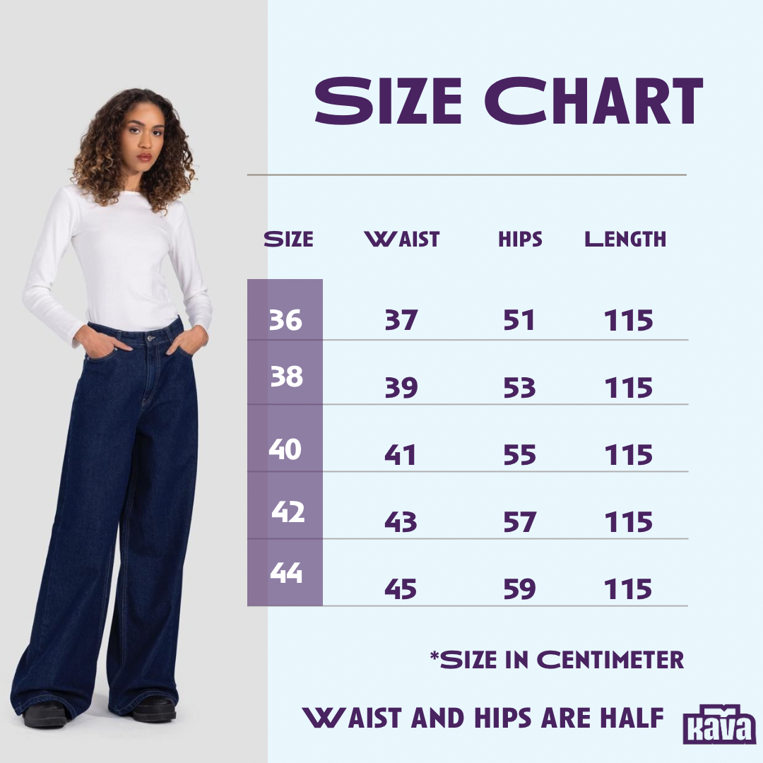 Basic wide-leg pants in raw blue