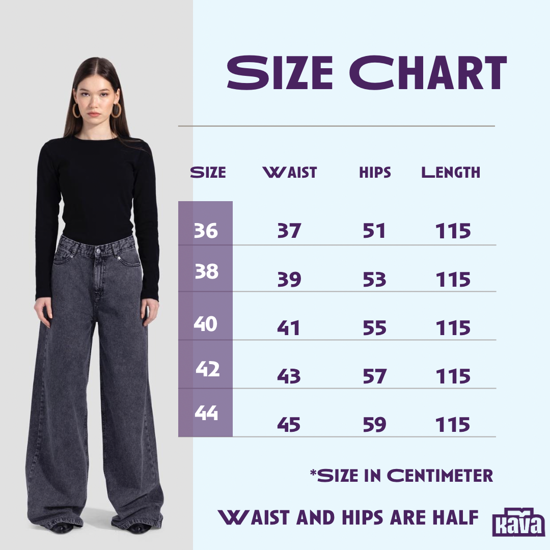 Basic wide-leg pants in washed Dark grey