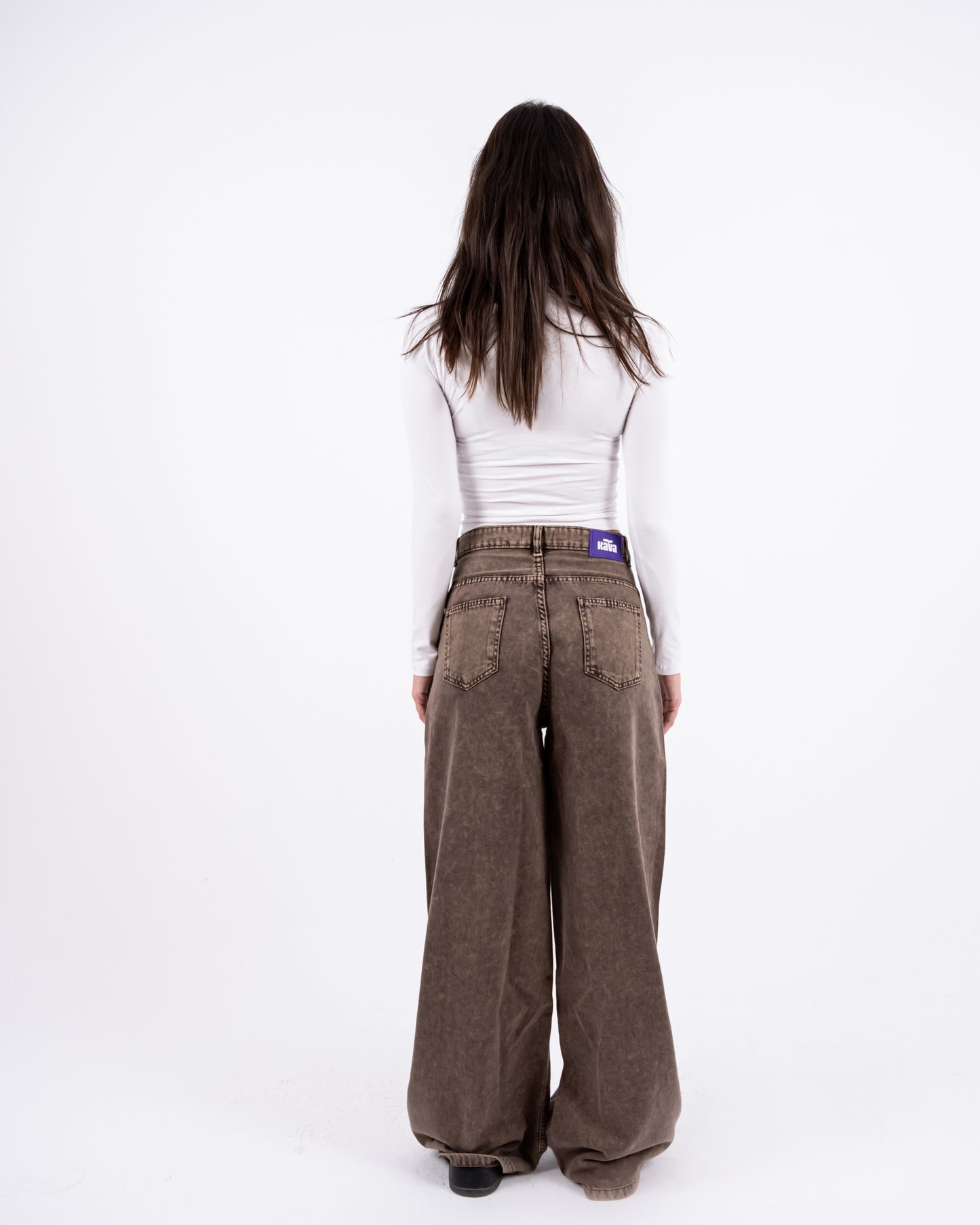 Brown Washed Wide-leg Jeans