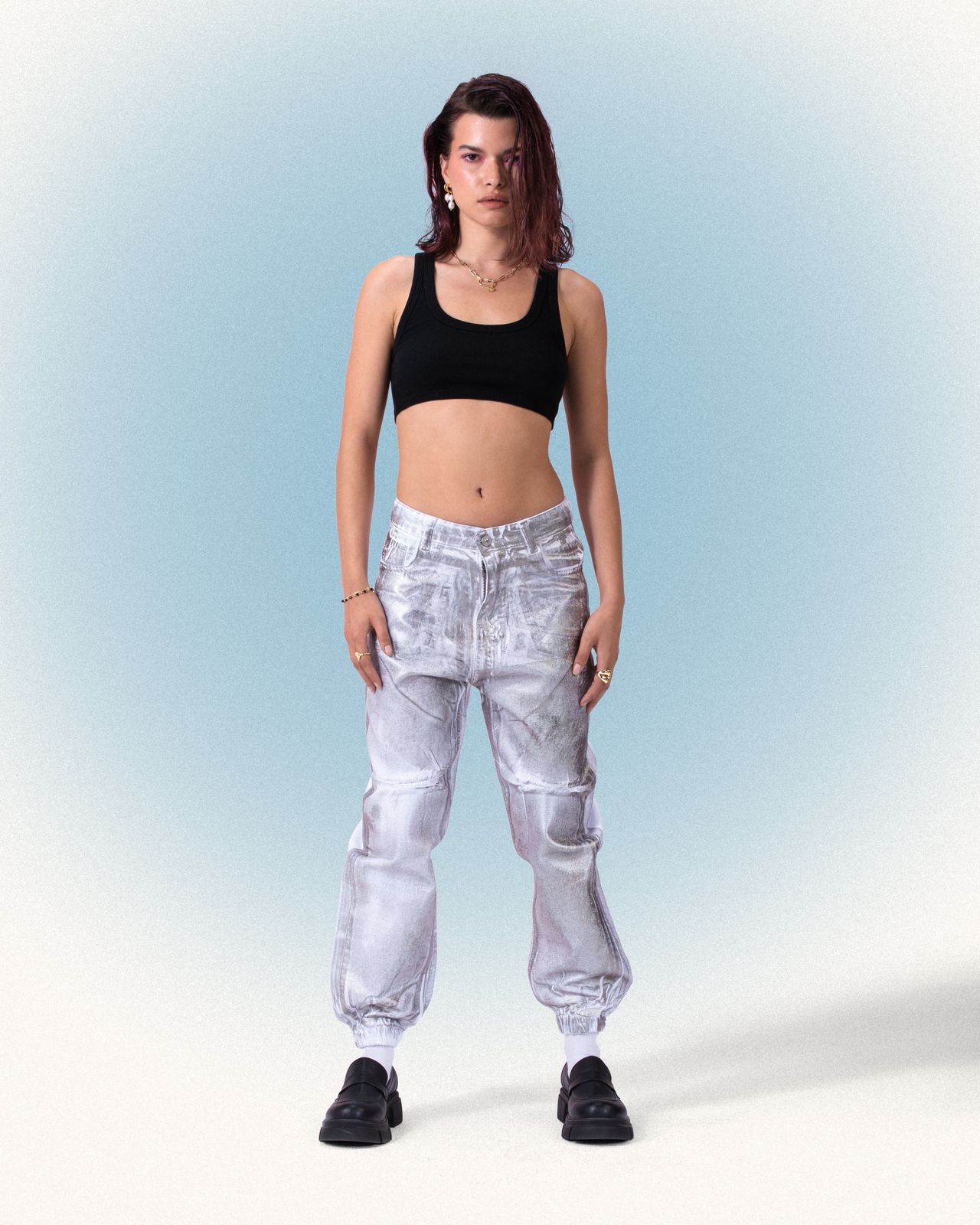 METALIC WHITE JEANZ-4064