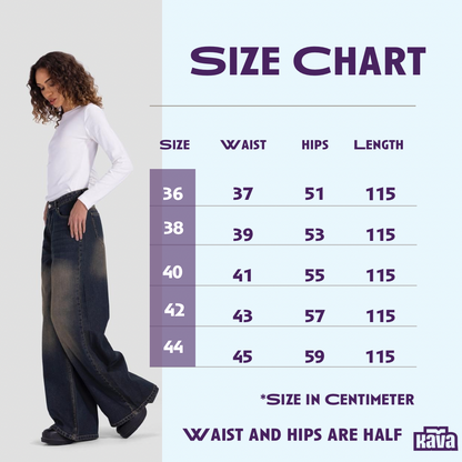 Basic wide-leg pants in dirty washed blue with brown shades