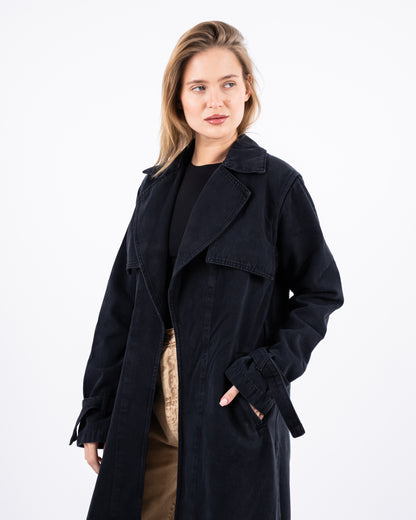 Denim Trench Coat In Black
