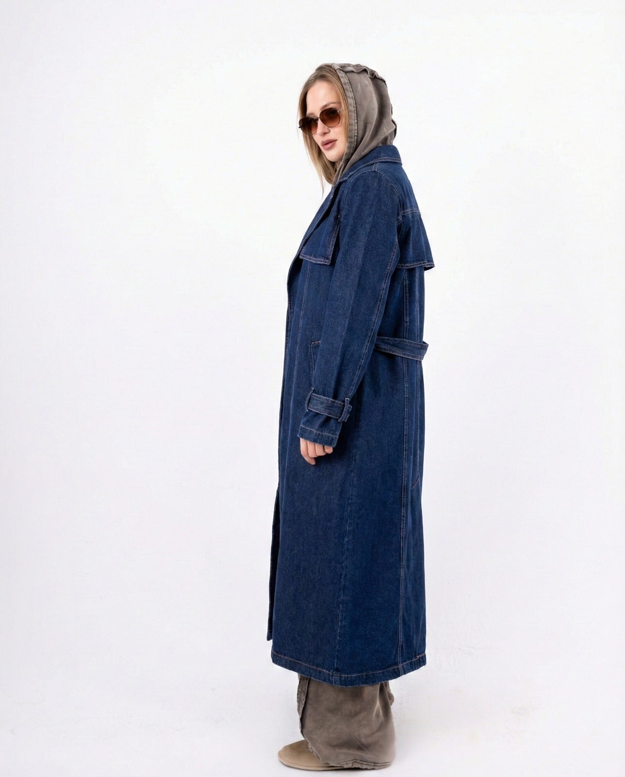 Denim Trench Coat In Blue