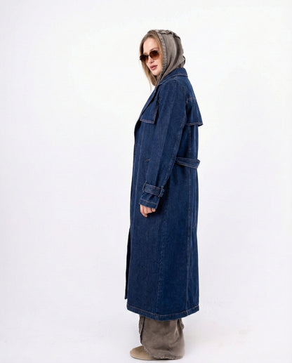 Denim Trench Coat In Blue